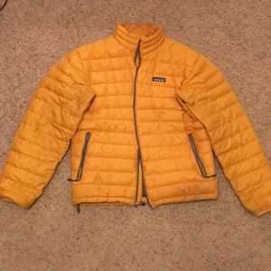 Mustard Patagonia puffer jacket